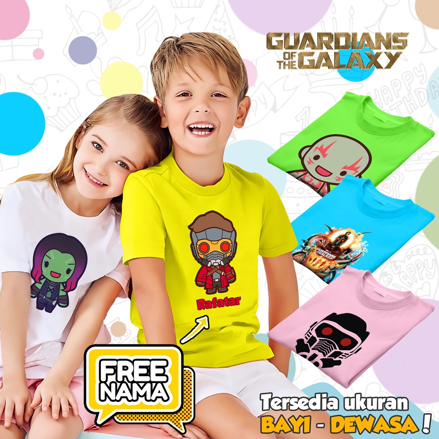 [FREE NAMA!!] Baju Kaos COUPLE  ANAK DAN GUARDIAN OF THE GALAXY GROOT BANYAK MOTIF