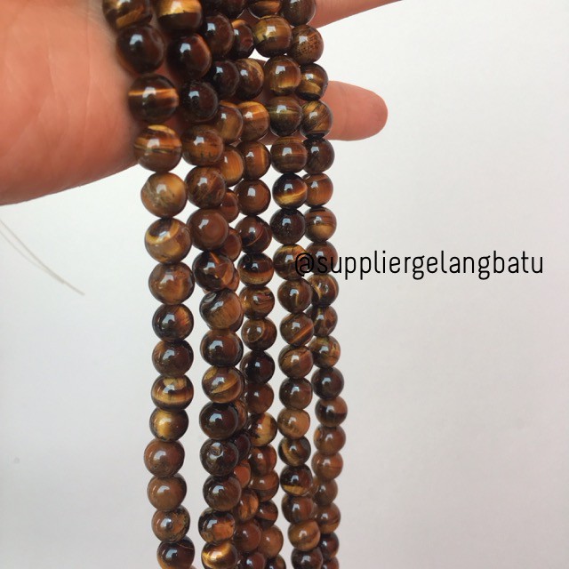 bahan biduri sepah brown tiger eye cokelat 10mm natural akik kayu