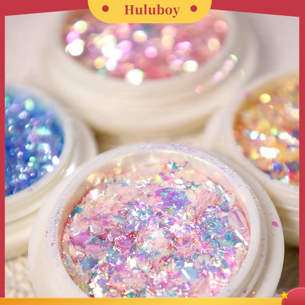 Huluboy Huluboy♡ Bubuk Glitter Sequin Ultra Tipis Warna-Warni Untuk Manicure