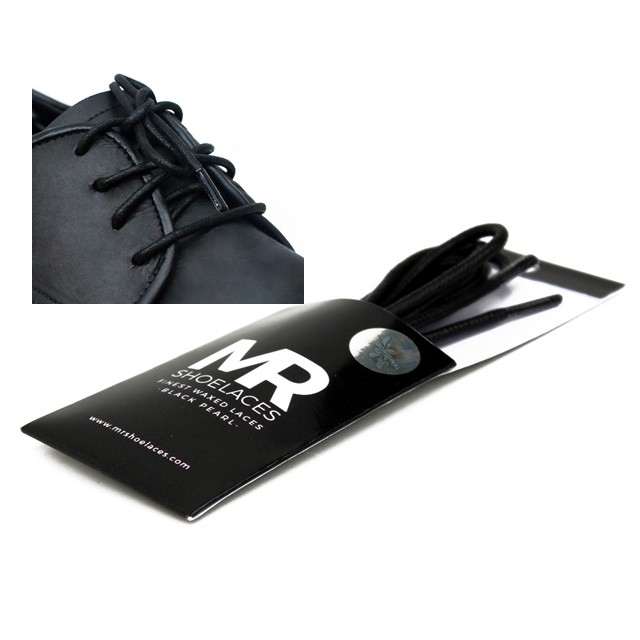 MR Shoelaces RD01 Black Pearl Tali Sepatu Lilin 2-3mm Bulat Round 50cm 60cm 70cm 80cm 90cm 100cm 120cm 150cm (Waxed Laces) - Premium Shoelace Hitam