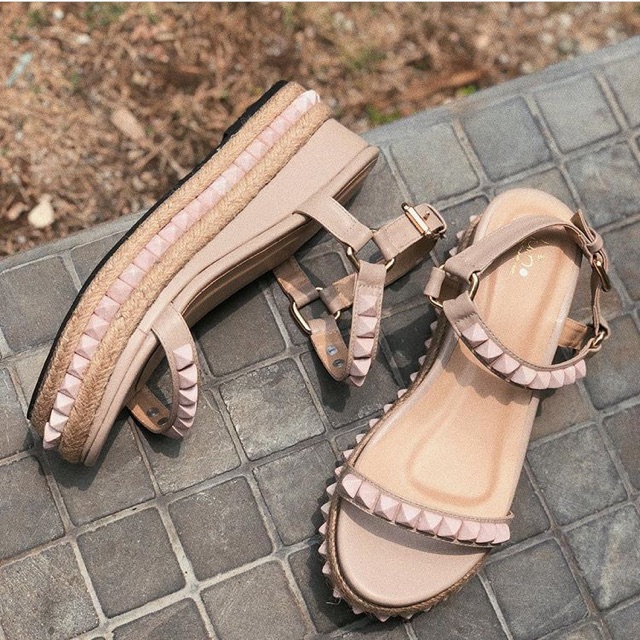 Camsoo wedges, handmade shoes by luino size 37 wrn nude