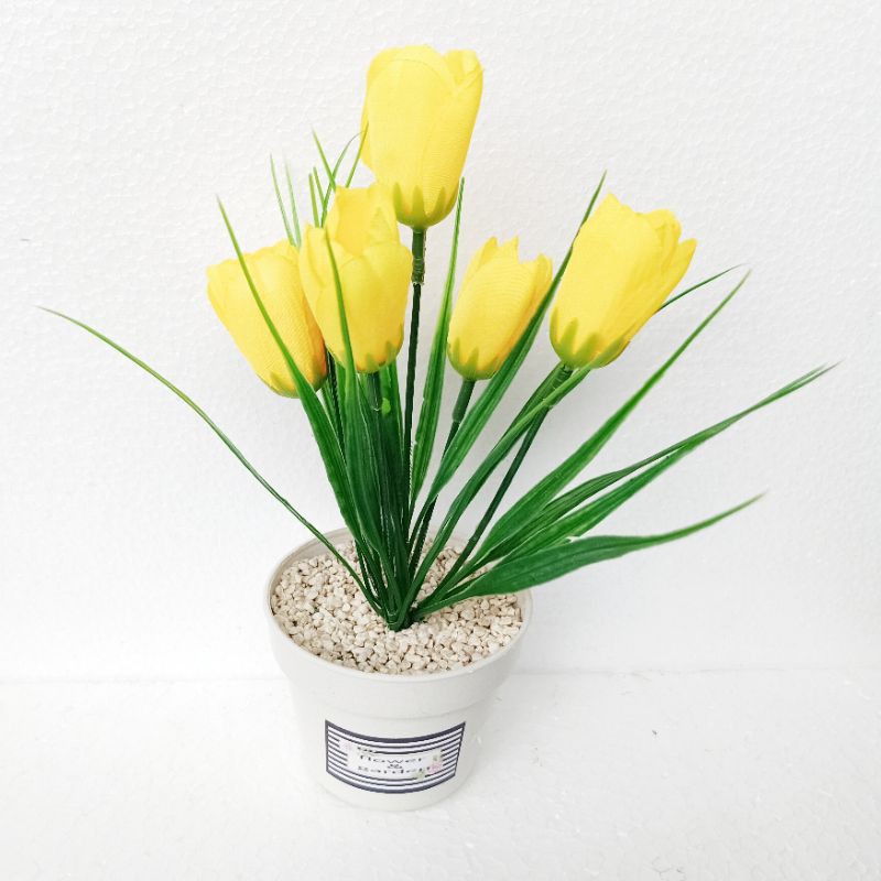 Bunga plastik artificial bunga palsu tulip pot bunga rumput