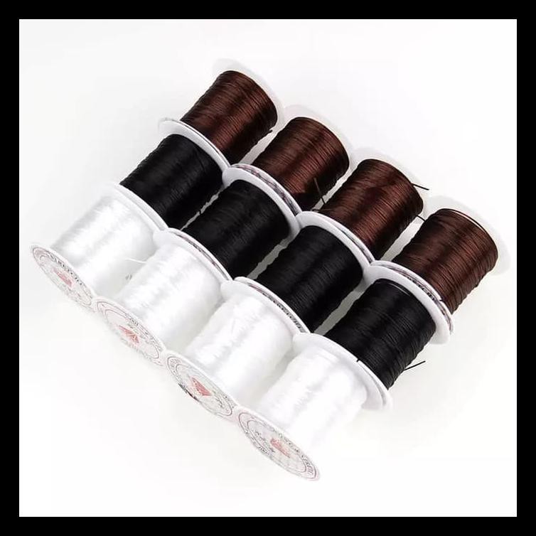 TERPERCAYA Tali Benang Karet korea Gelang kalung Serat aksesoris 60 bahan Elastis - Hitam EKSLUSIF