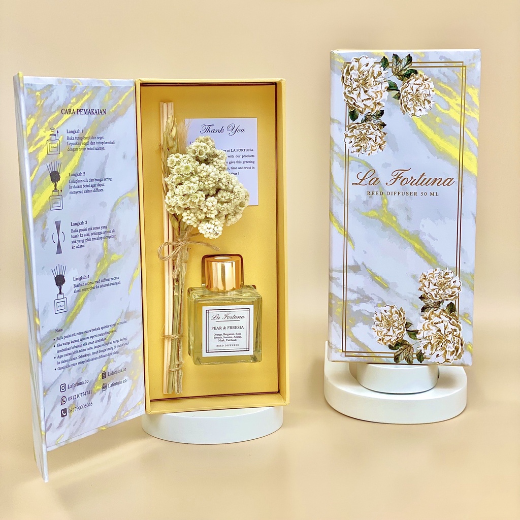 LA FORTUNA - REED DIFFUSER AROMATHERAPHY 50ml PREMIUM HARDBOX| PEWANGI PENGHARUM RUANGAN | PEWANGI AROMATERAPI