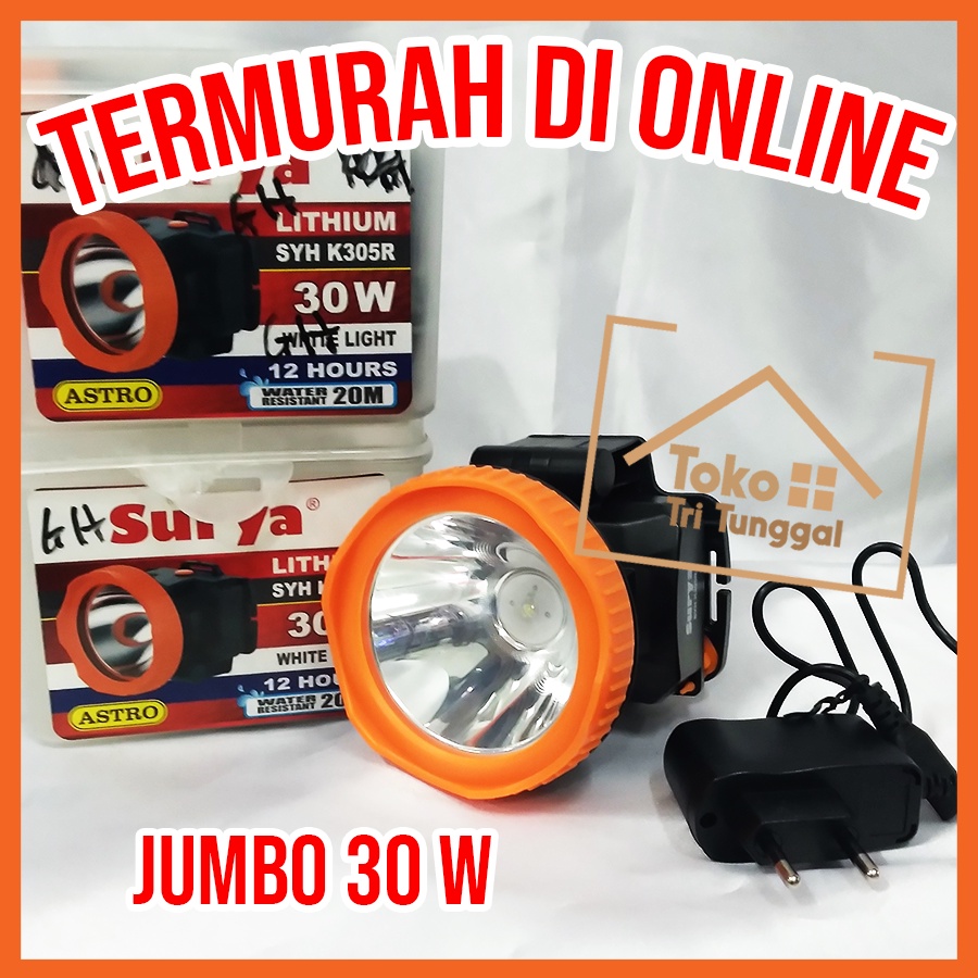 Senter Kepala LED Cas Charge Ces Portable Model Besar Jumbo SURYA Lampu Emergency