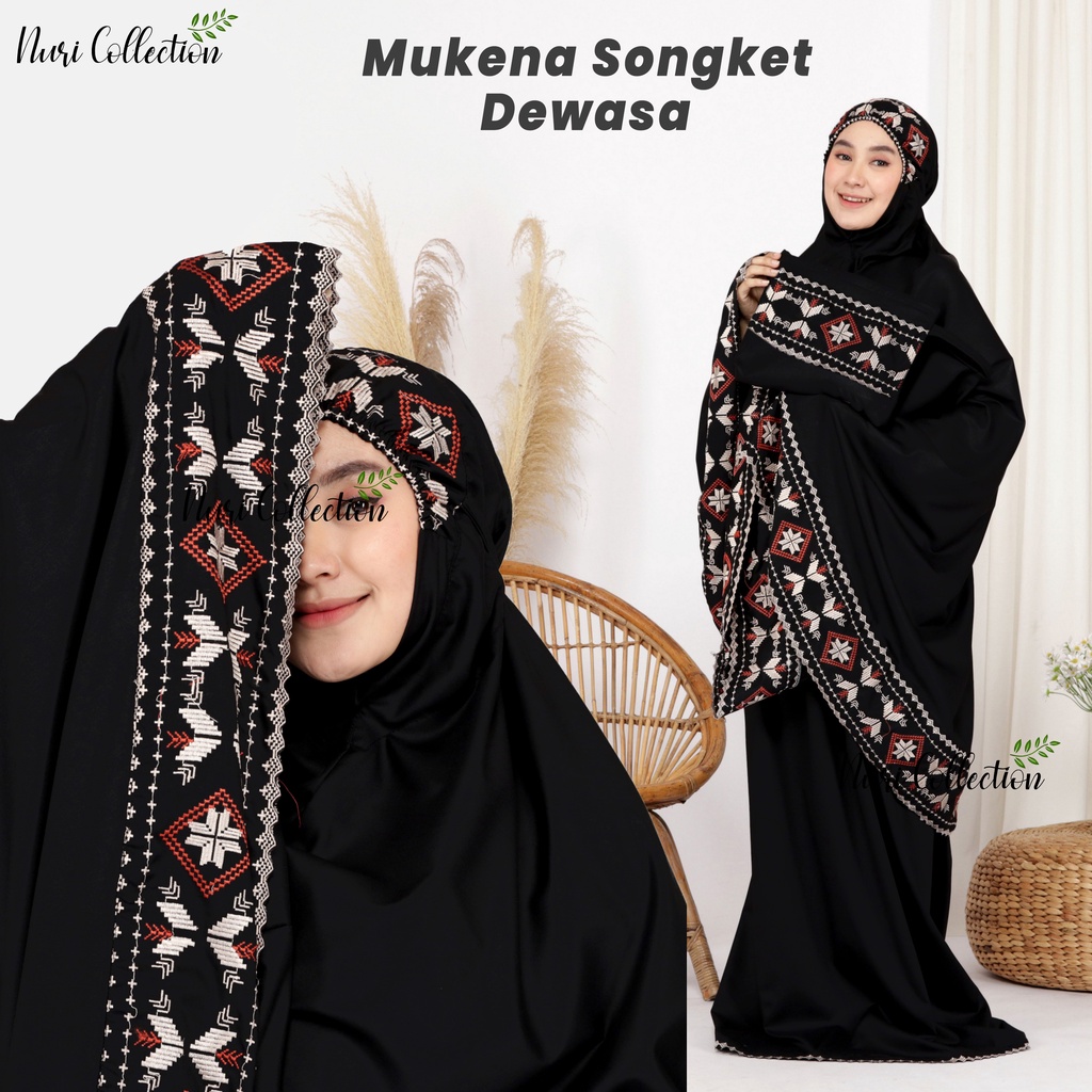 Mukena Dewasa Songket Jumbo Katun Mikro Impor Premium