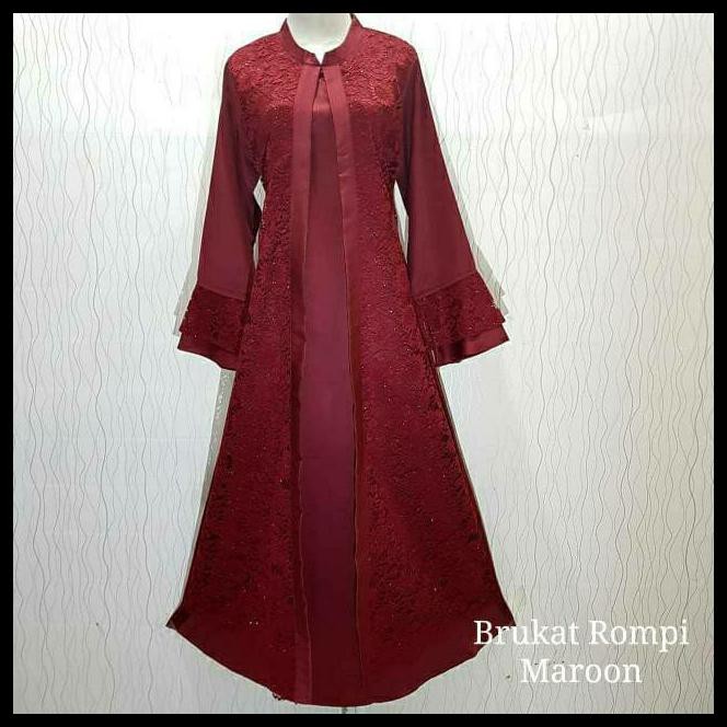 Gamis Rompi Brukat - Maroon - Merah, M