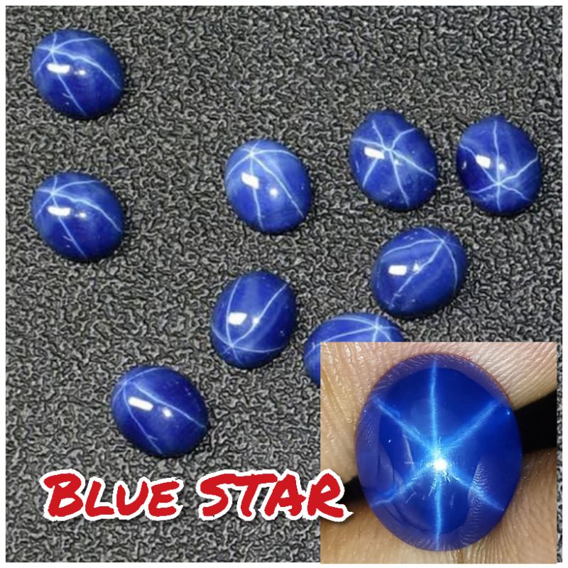 BATU PERMATA BLUE SHAPPIR STAR 6 CRYSTAL ASLI BANGKOK