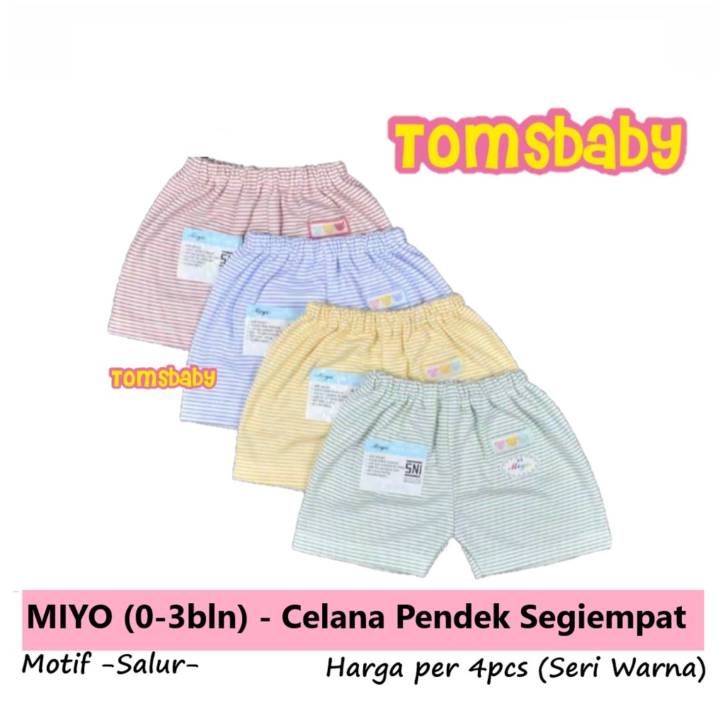 MIYO 4pcs Celana Pendek Segiempat SALUR (0-3bln)