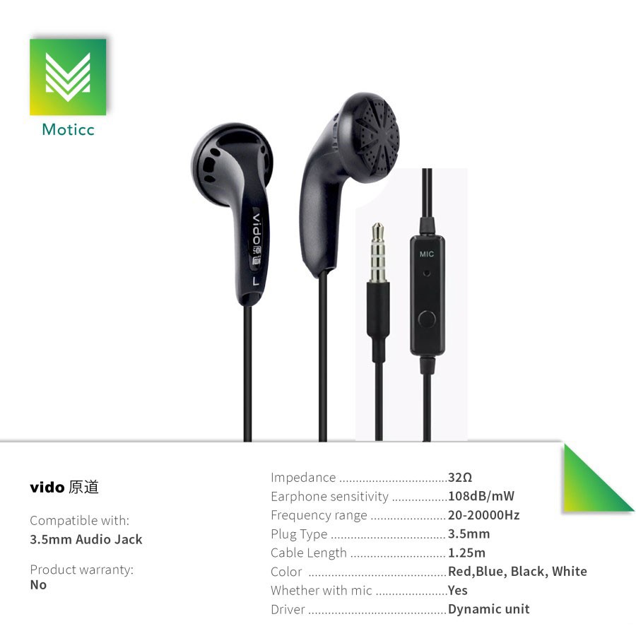 🇮🇩 VERSI MIC - EARBUD VIDO WITH MIC ORIGINAL - KERE HORE LEGEND - WITH MIC EARPHONE