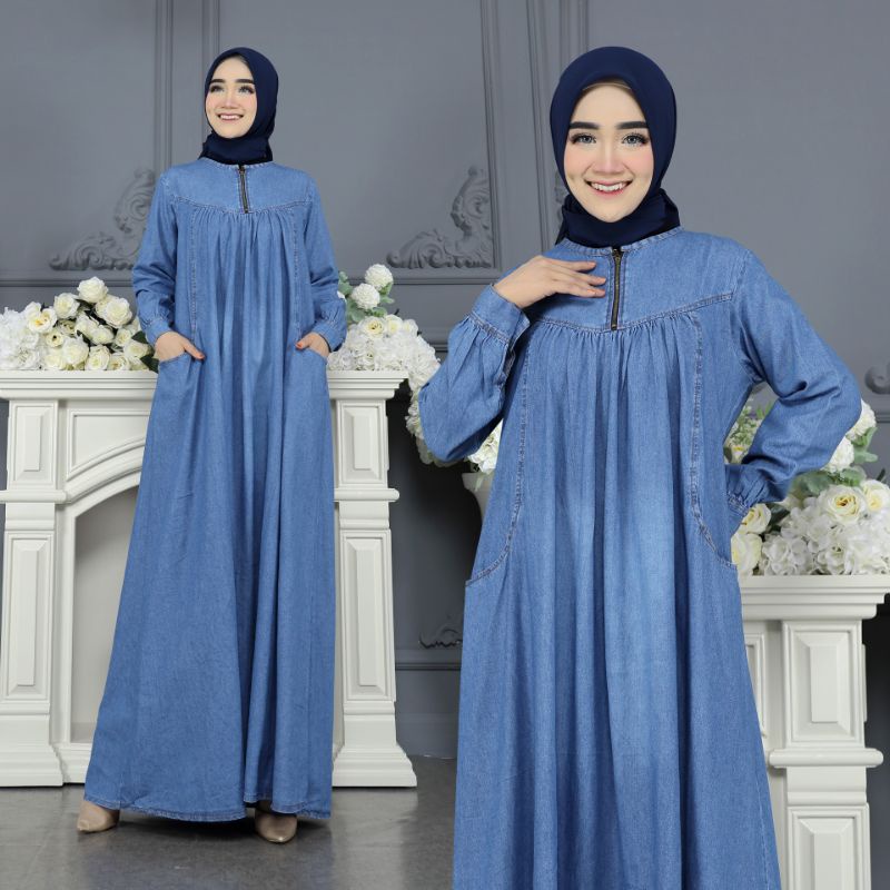 gamis denim jumbo