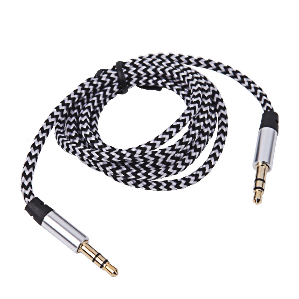 [Stock] 3.5MM Nylon Male-to-male-to-recording Braided Cable 1m Audio Auxiliary Cables Metal Shell Braided Audio Line