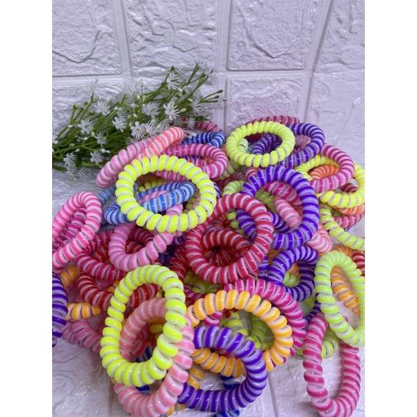 Ikat Rambut Spiral Kuncir Rambut Kabel Telepon-Salur stabilo