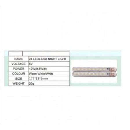 [TOSERBA_EMAK] - Lampu Belajar LED Strip Portable USB 24 LED 12W - SMD573 - White