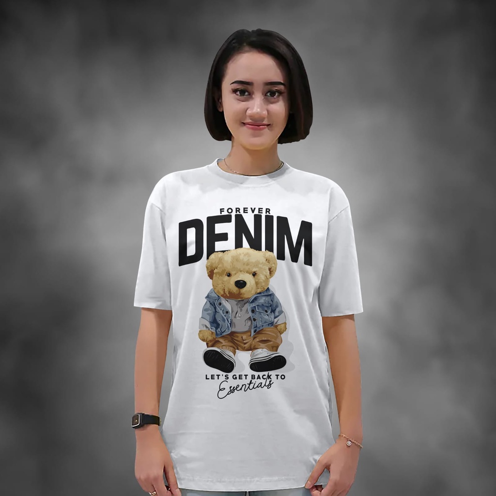 Kaos Wanita Lengan Pendek Nice Bear Warna Putih Atasan