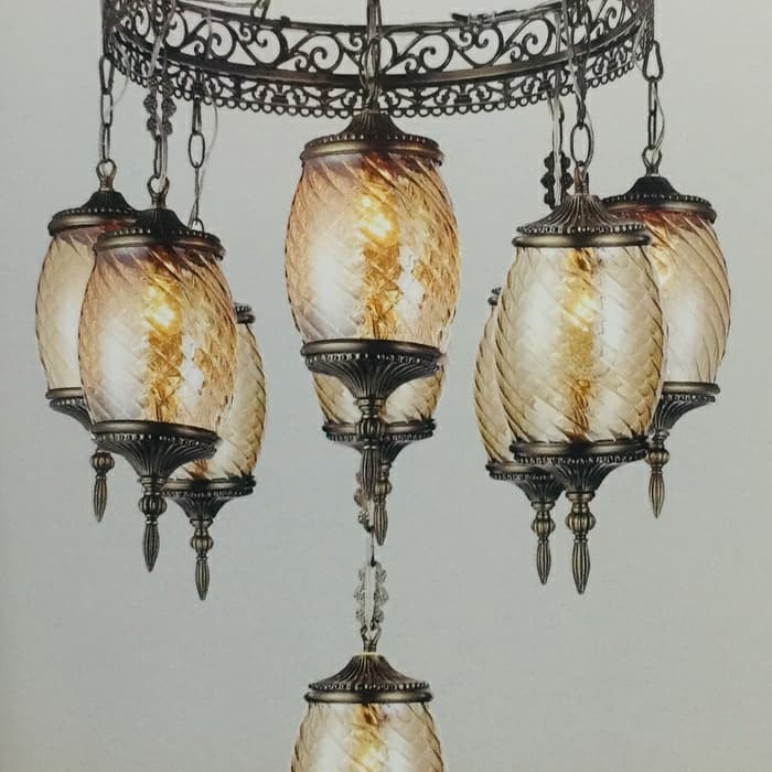 LAMPU GANTUNG HIAS KLASIK 8+1 LAMPU RUANG MAKAN DAN KELUARGA