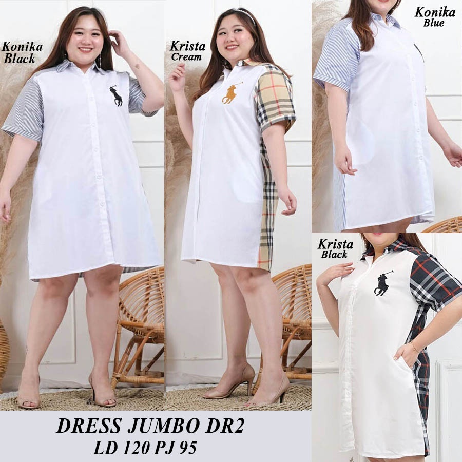 BIGCLO - (COD) LD 120cm Dress Jumbo Lengan Pendek DR2 Tunik Wanita Bigsize