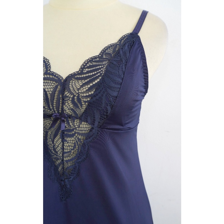 Baju Tidur / Lingerie Wanita Dress Sexy Renda Premium LILY WOLFF Lembut Halus Elastis LWD8484NAV-2