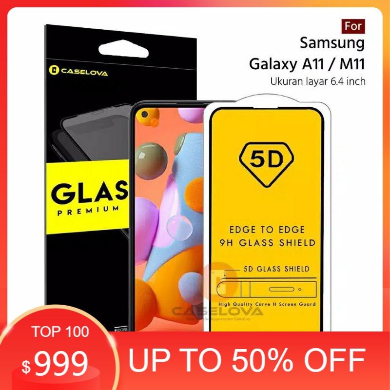 TEMPERED GLASS COLOUR SAMSUNG GALAXY M11 FULL LAYAR ANTI GORES KACA