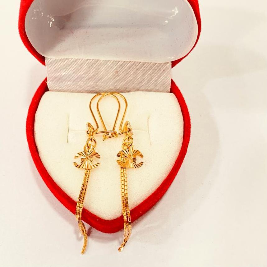 ➾ Anting panjang perak 925, sepuh emas kuning ℮