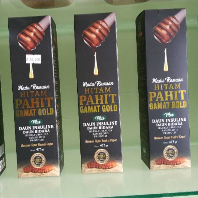 Madu hitam pahit gamat gold plus daun insulin, daun bidara