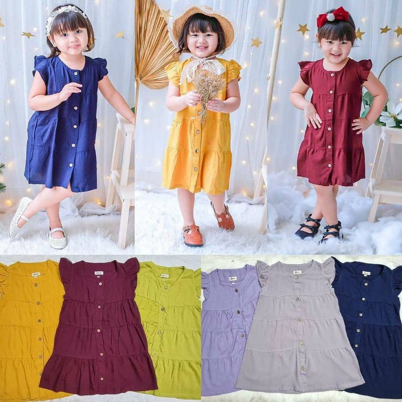 DRESS RAYON POLOS FULL KANCING SMILE (BRP345)