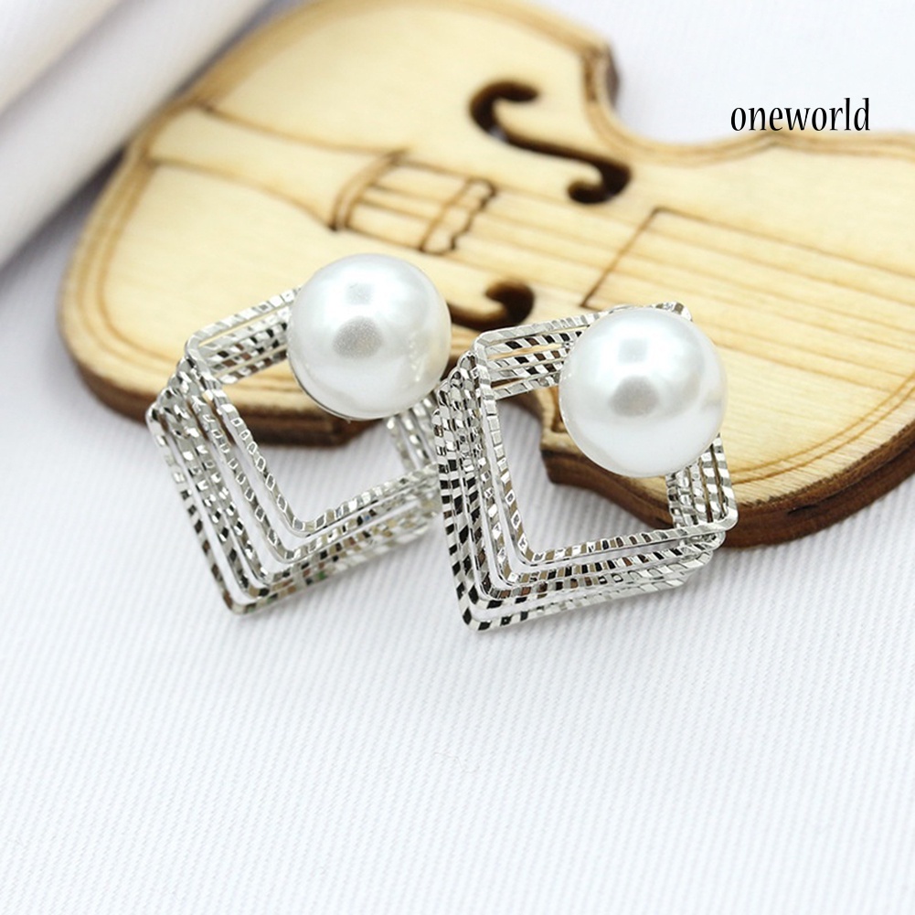 OW@ Women Fashion Multi-layer Faux Pearl Ear Studs Earrings Party Jewelry Gift