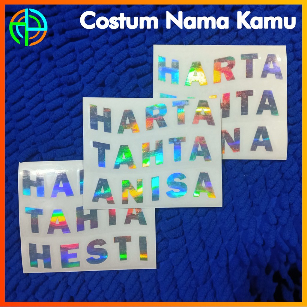 

Sticker Harta Tahta Nama Anda Stiker Hologram Setiker Harta Tahta Costum Nama Sticker Hologram