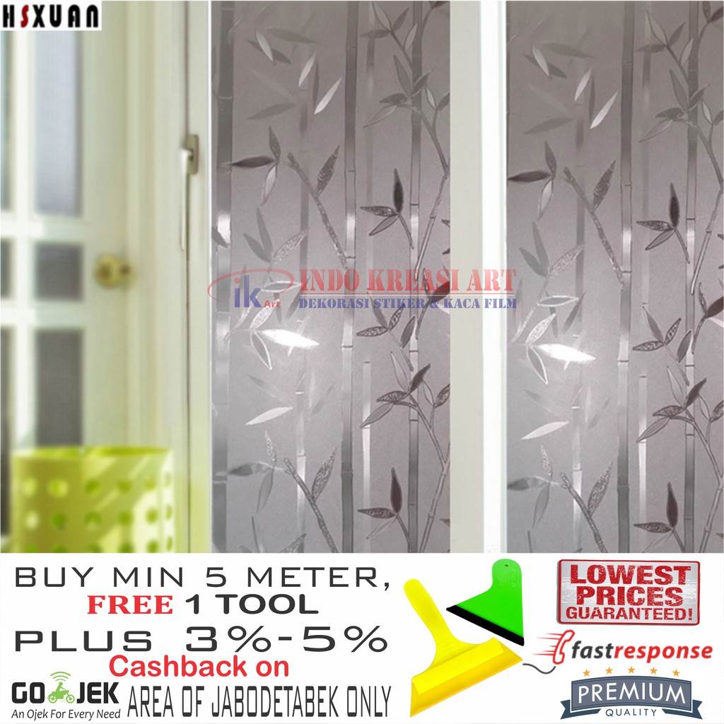 STIKER KACA STICKER KACA MOTIF BAMBU GLITTER 122 KACA FILM MOTIF PELAPIS KACA JENDELA