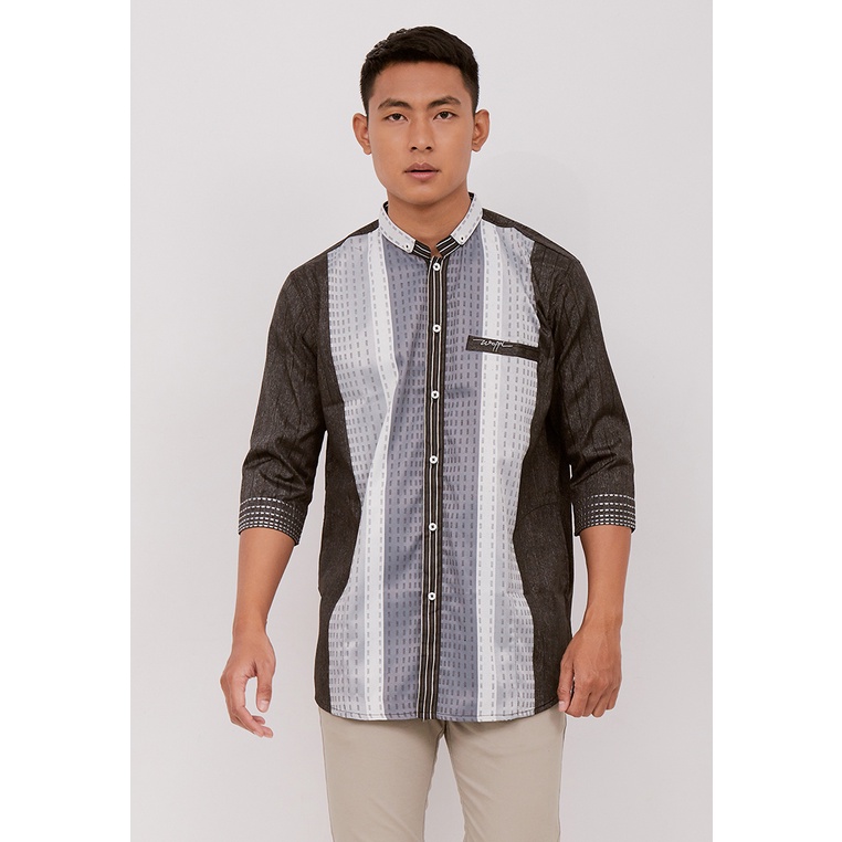Woffi Man Baju Koko Pria - Fawwas Cotton Moslem Shirt Grey