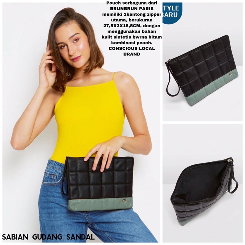 10.10 SALE :  POUCH PAOLA GREEN BRUN BRUN PARIS/PAOLA POUCH SOPHIE MRTIN PARIS ORIGINAL