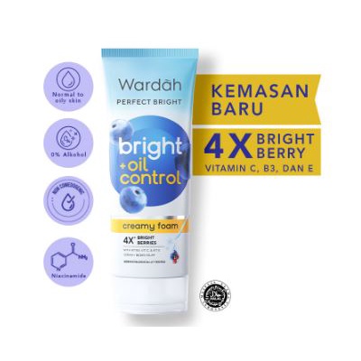 ☘️Yuri Kosmetik☘️ Wardah Perfect Bright Creamy Foam Brightening + Oil Control