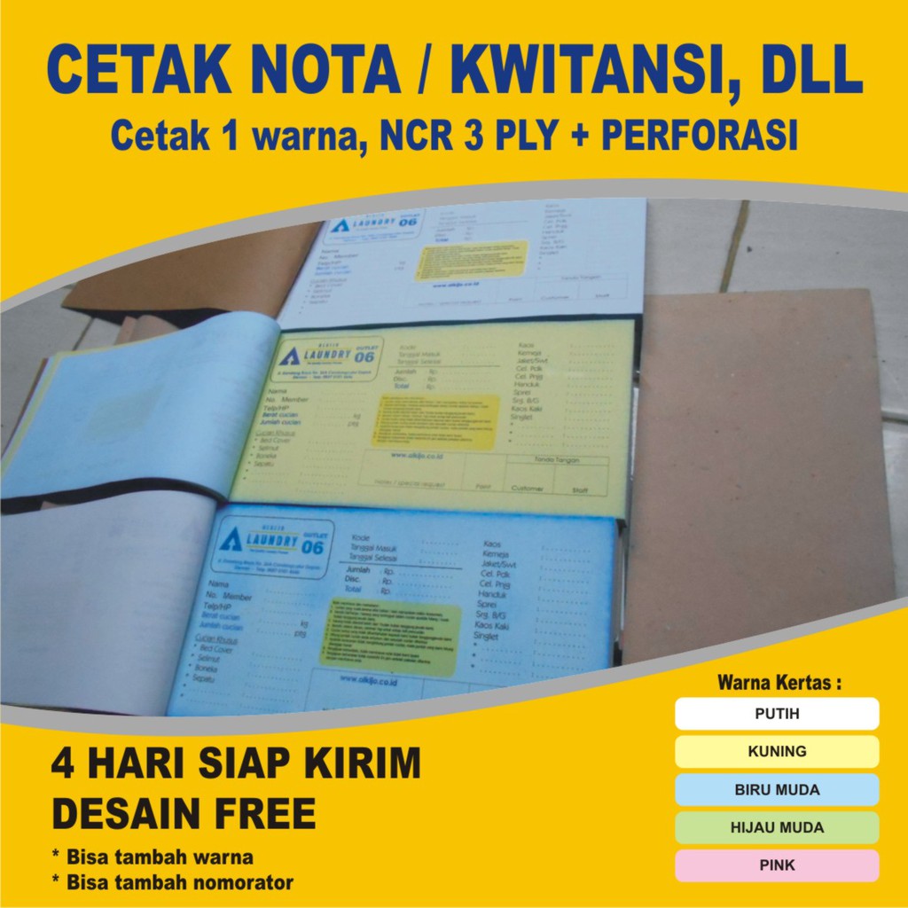 

Cetak NOTA, KWITANSI NCR 3 ply