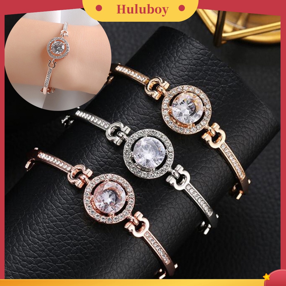 Hu Hu Hu Hu Hu Alat Bantu Pasang Kacamata♡ Gelang Bangle Adjustable Hias Kubik Zirkon Bulat Untuk Wanita