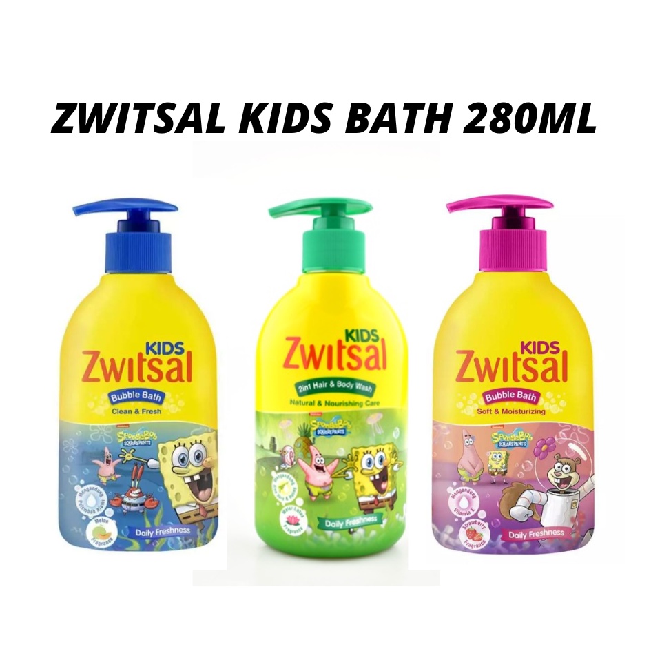 ZWITSAL Kids 2-in-1 Hair &amp; Body Wash Natural &amp; Nourishing Care / Bubble Bath Clean &amp; Fresh 280ml 280 ml 250ml Refill shampoo 180ml