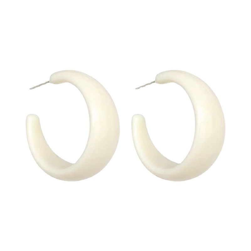 S925 Silver Plated Acrylic C Shape Hoop Earring Ear Studs for Lovely Girls