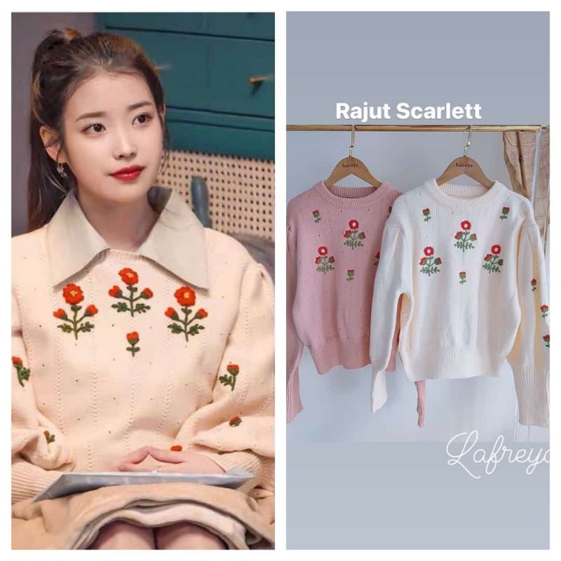 scarlet blouse, atasan rajut premium, cardigan bangkok, baju iu, cardigan iu kpop