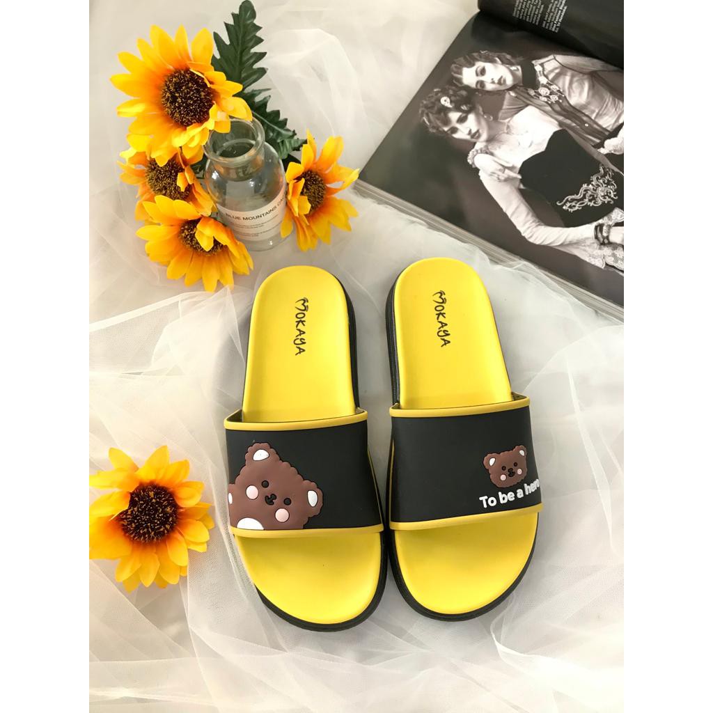 Sandal Slop Boneka Bear Mokaya 1902W-931 dan Mokaya 1902W-B61-Kuning-Hitam