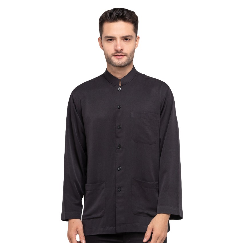 SHOHIB Baju koko Lengan Panjang HABIBI-HITAM