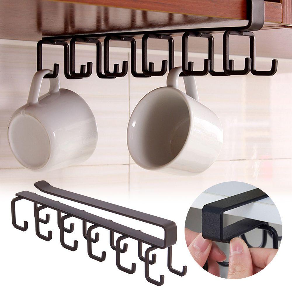 Solighter Mug Cangkir Rak Lemari Dua Baris Dapur Organize Kabinet Hook Rak Penyimpanan