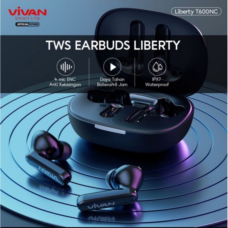 EARPHONES BLUETOOTH VIVAN T600NC TWS LIBERTY TRUE WIRELESS IPX4