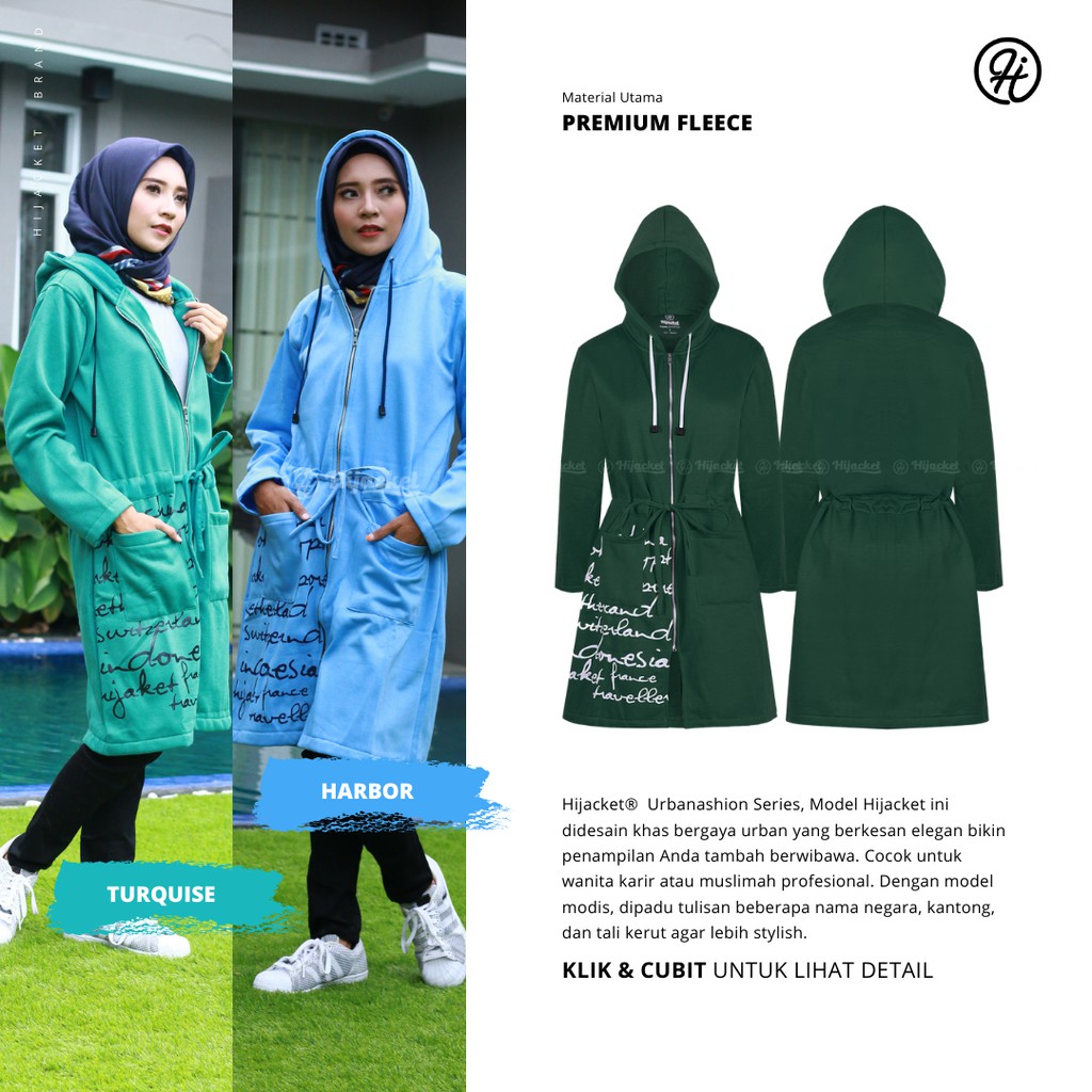 Hijacket Urbanashion Series Origilal Jaket Hijabers Bahan Premium Fleece yang 