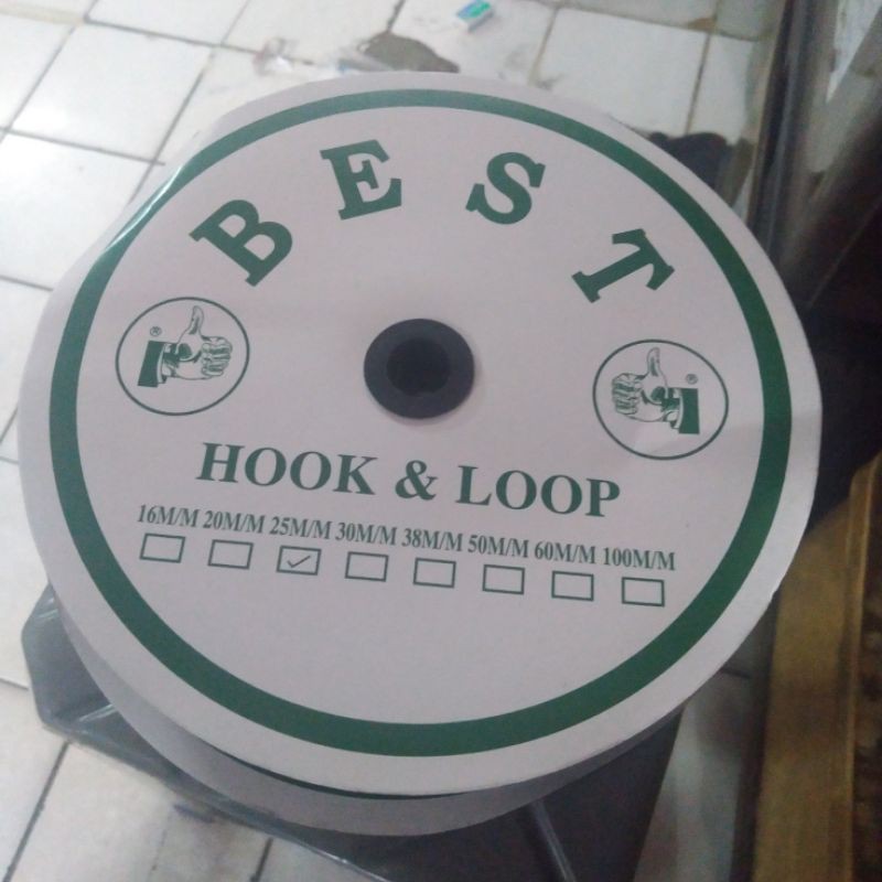 

perekat velcro ukuran 2.5cm warna hitam per meter