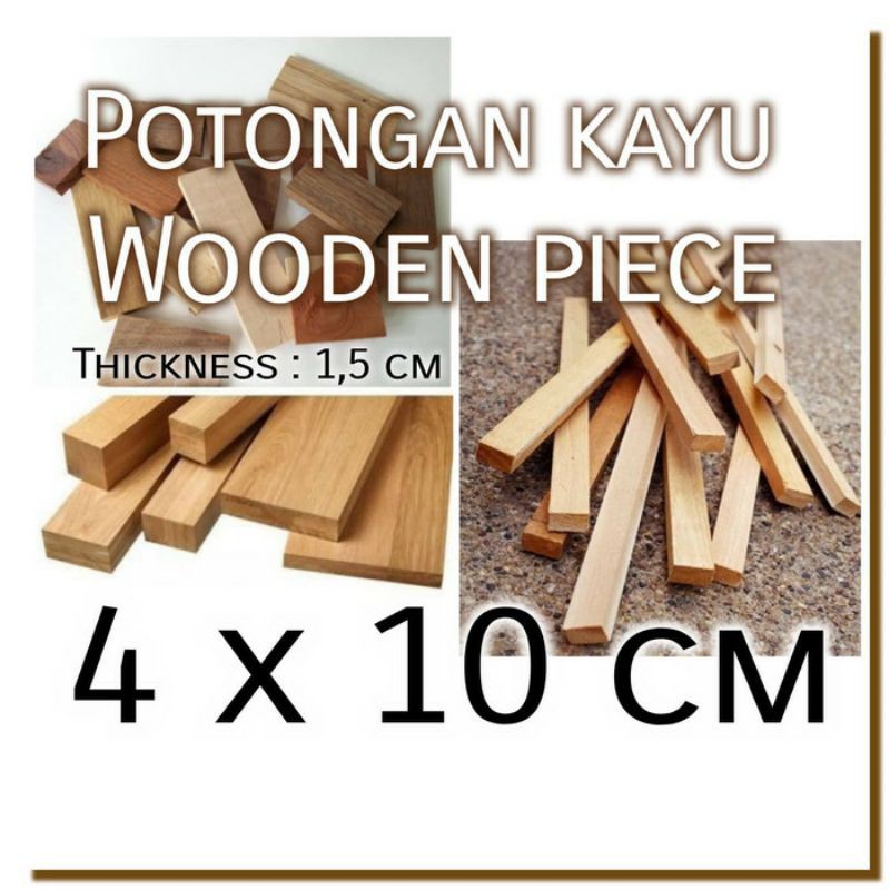 Wooden piece 4x10 cm Potongan kayu bahan craft dekorasi Rustic Vintage