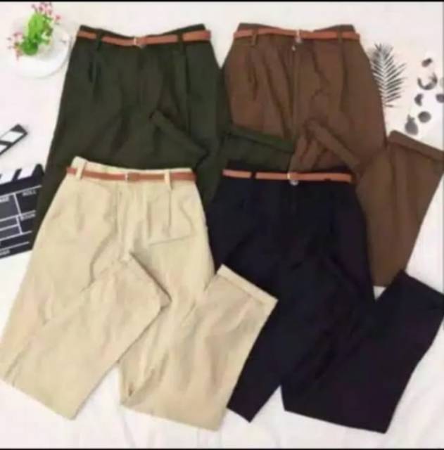 Celana Pensil Bahan Scuba + Sabuk