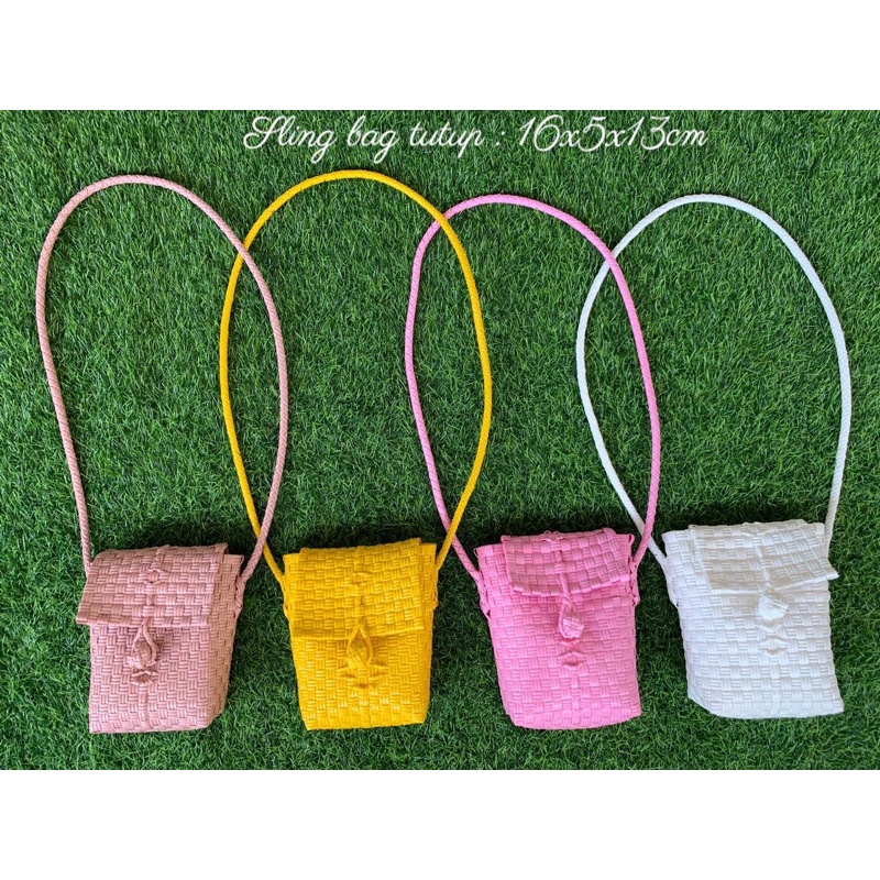 Tas anyam jali premium asli bali sling bag tutup