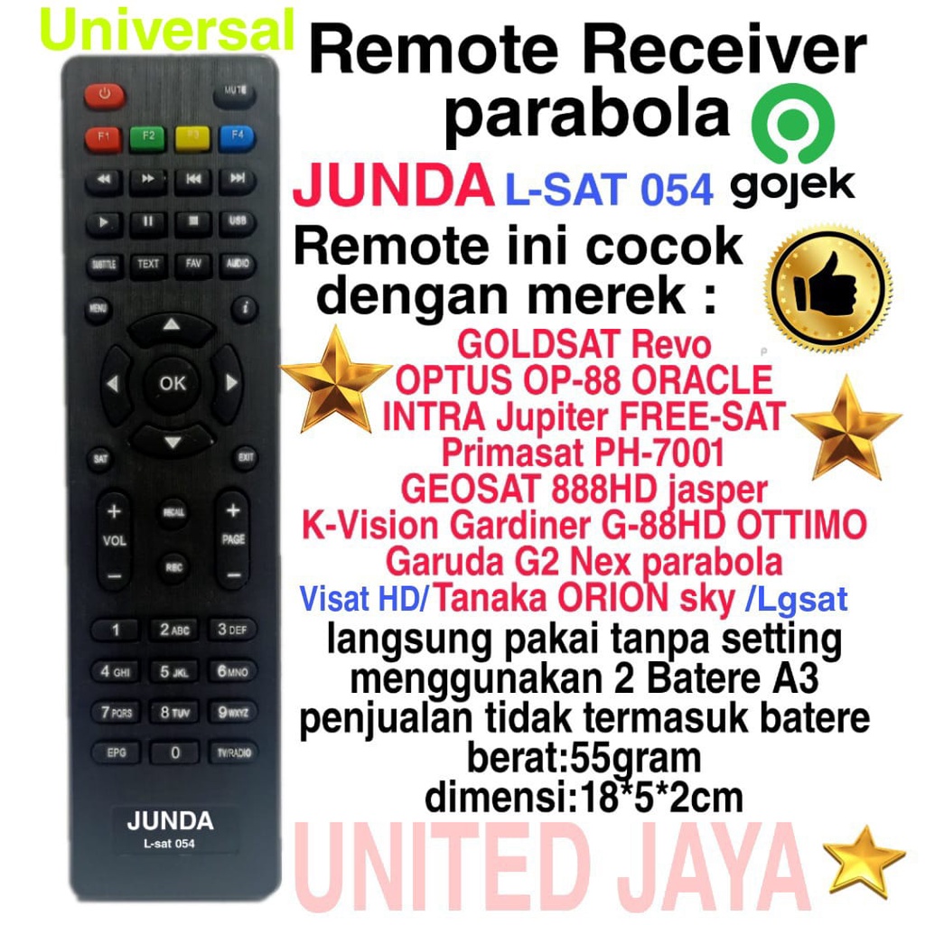 REMOTE RECEIVER PARABOLA UNIVERSAL GARUDA NEX PARABOLA / TANAKA ORION SKY / GEOSAT 888HD JASPER / PR