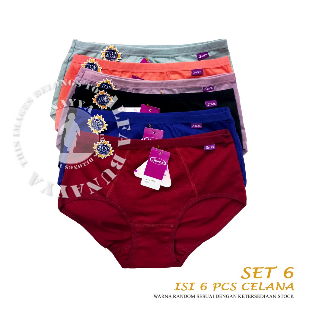 6 Pcs Celana Dalam Wanita SOREX 1179 - CD Underwear - Comfort Fit - Pakaian Dalam Wanita Katun Cotton