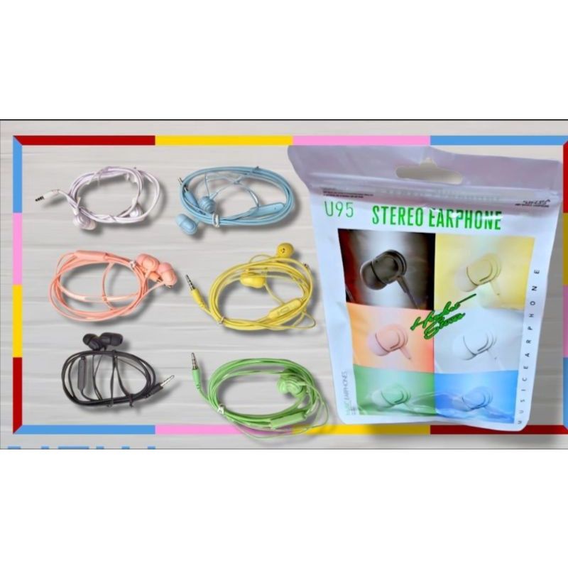 Handsfree U95 Macaron / Earphone Macaroon Matte Colour Extra Bass / Headset U95 Maccaron