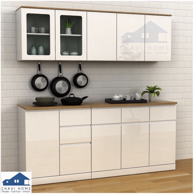 Kitchen set rak  dapur  lemari dapur  kitchenset white minimalis  by prodesign Shopee Indonesia